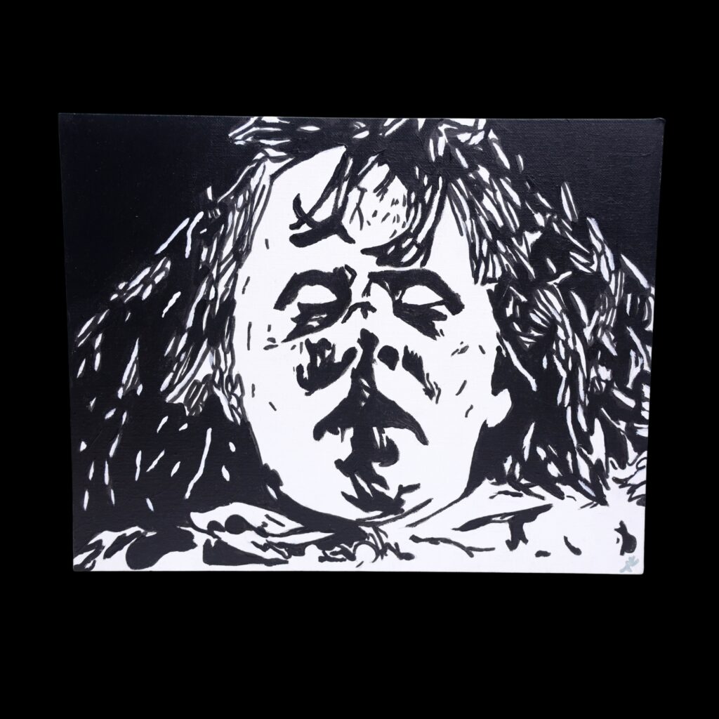 Linda Blair Exorcist Painting. The painting is painted with Amsterdam acrylic paints. The painting is a flat panel canvas which can be hung with command strips, adhesive hooks, or framed.